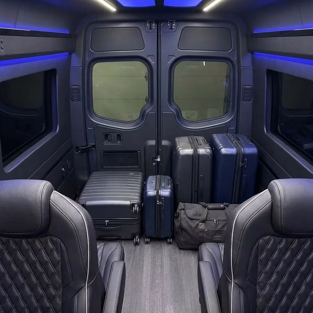 parkland sprinter van rental with driver luggage area